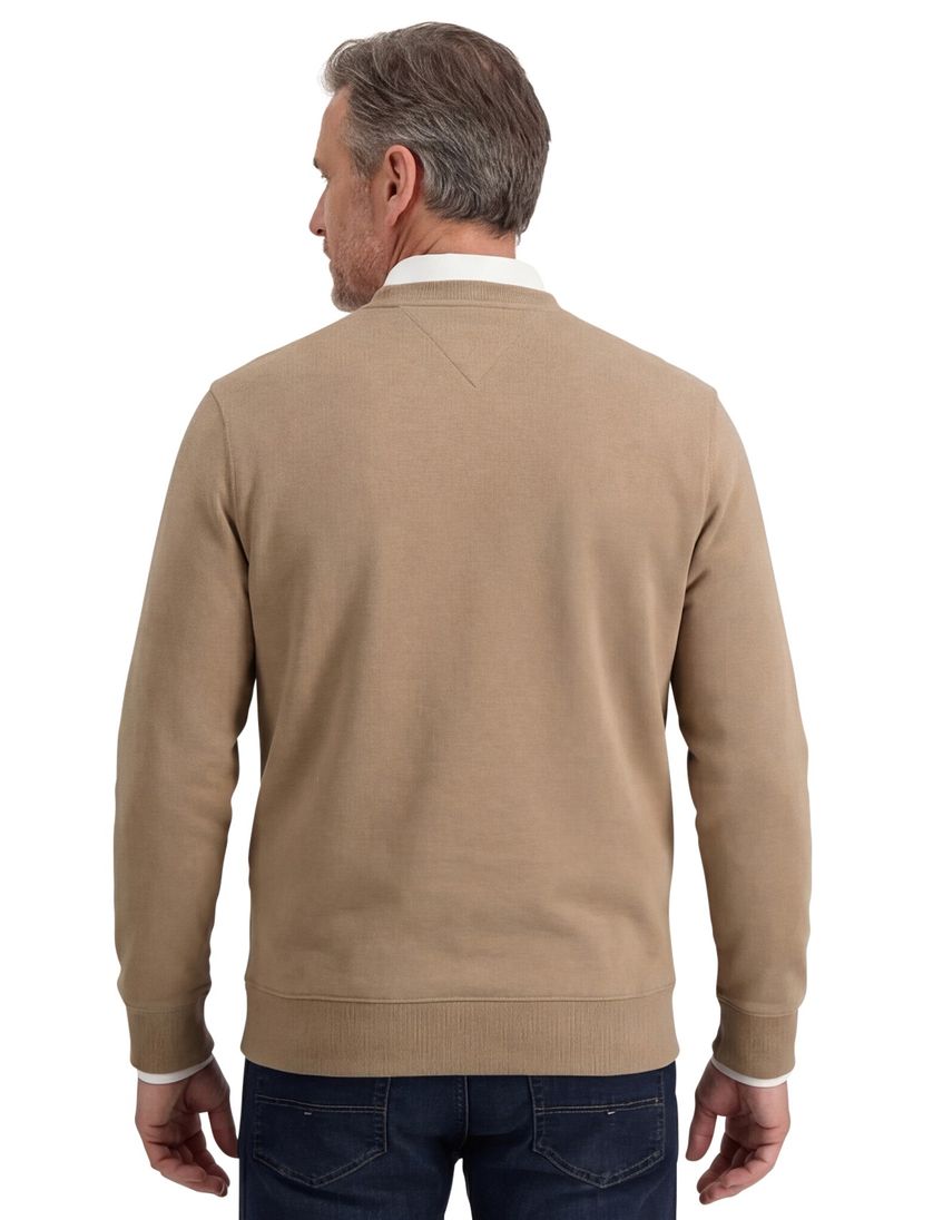 Tommy Hilfiger sweater bruin effen katoen lange mouw opdruk