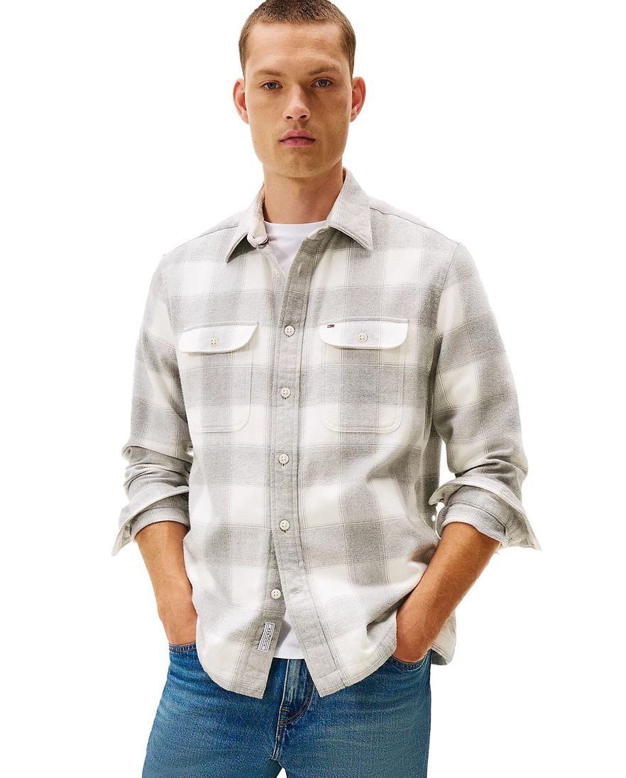 Tommy Hilfiger overshirt grijs geruit Plus Size