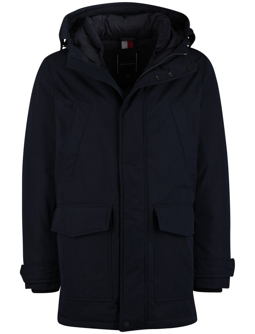 Tommy Hilfiger parka jas normale fit waterdicht donkerblauw