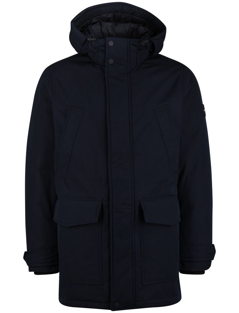 Tommy Hilfiger parka jas normale fit waterdicht donkerblauw