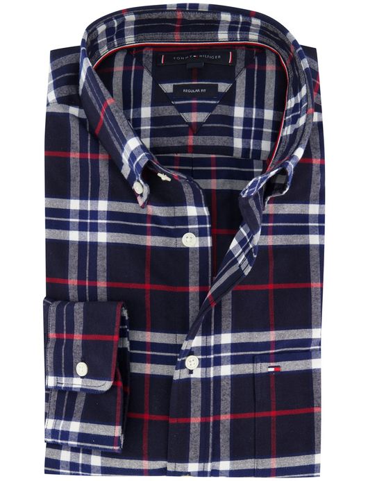 Tommy Hilfiger overhemd donkerblauw geruit