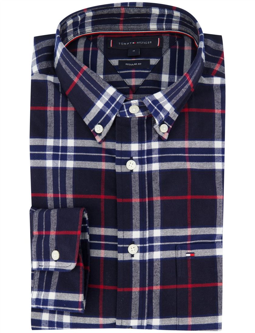 Tommy Hilfiger overhemd donkerblauw geruit regular fit