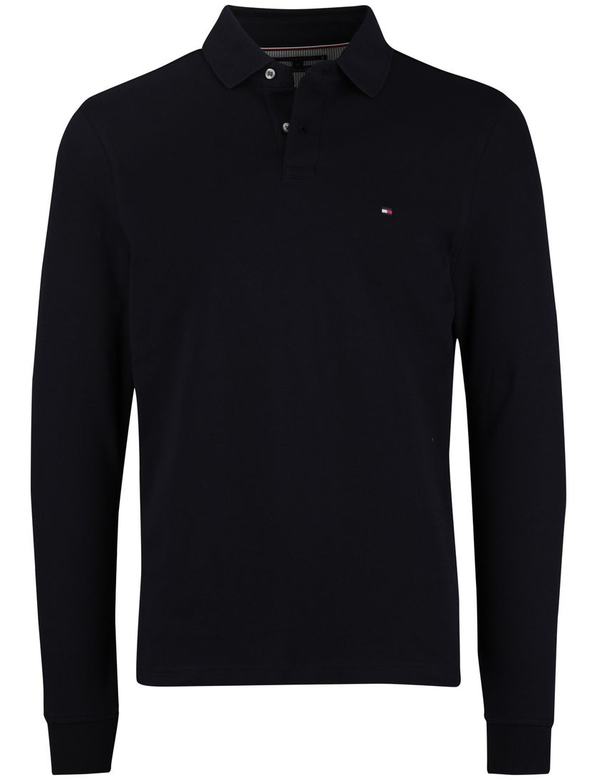 Tommy Hilfiger polo lange mouw navy 2-knoops