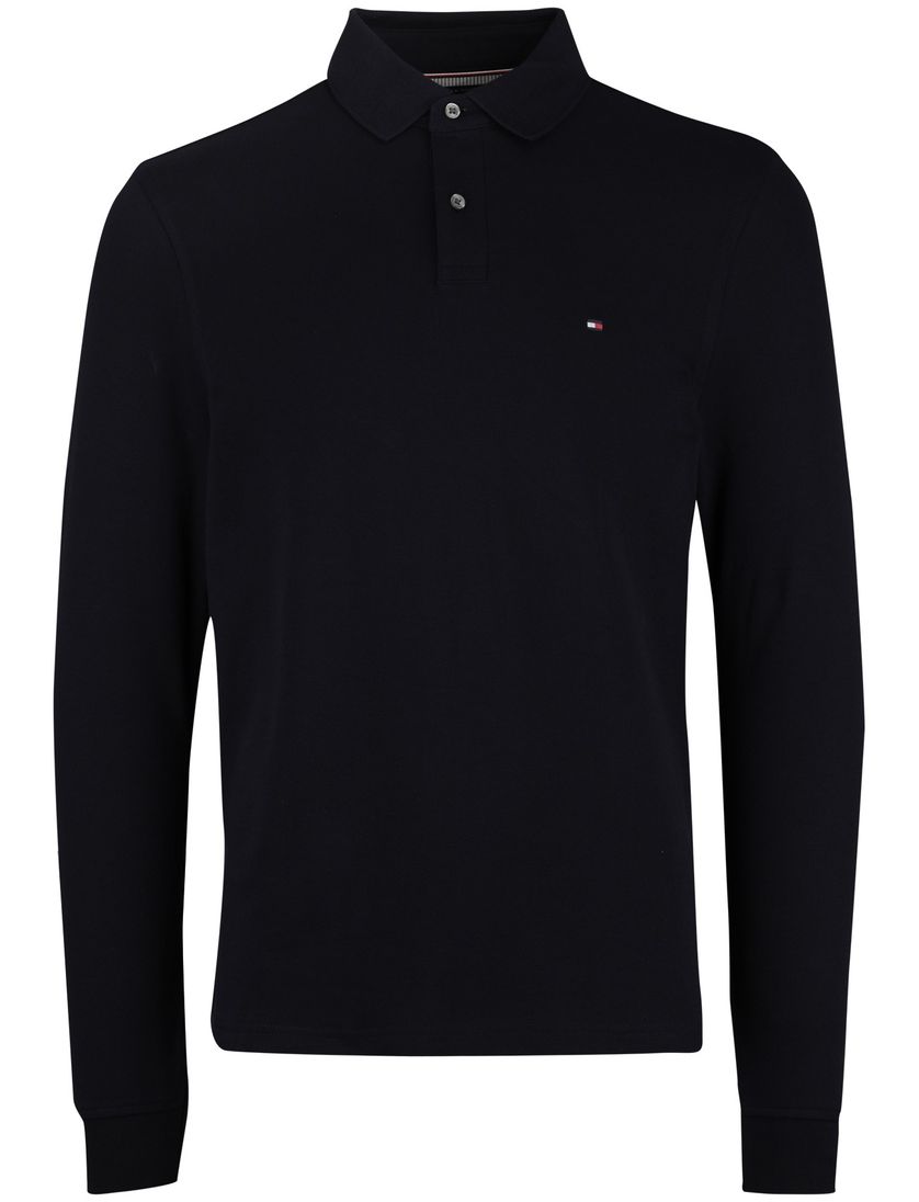 Tommy Hilfiger polo lange mouw navy 2-knoops