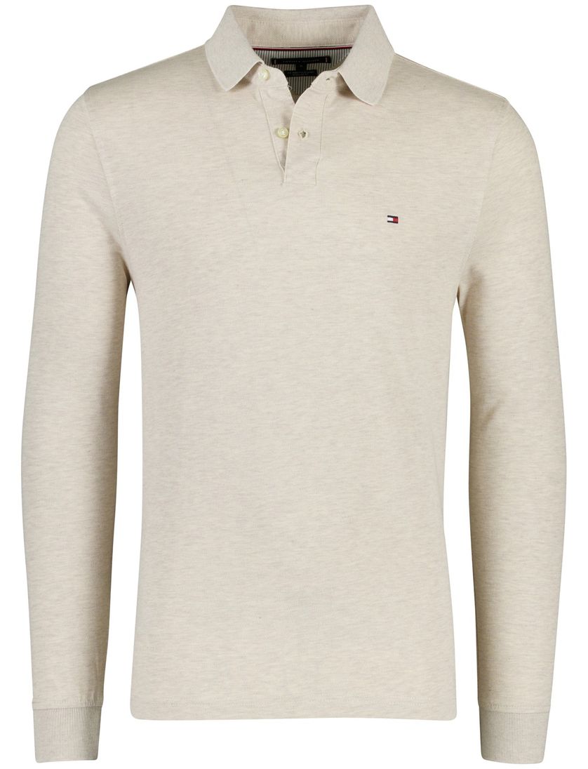 Normale fit lange mouw polo Tommy Hilfiger beige