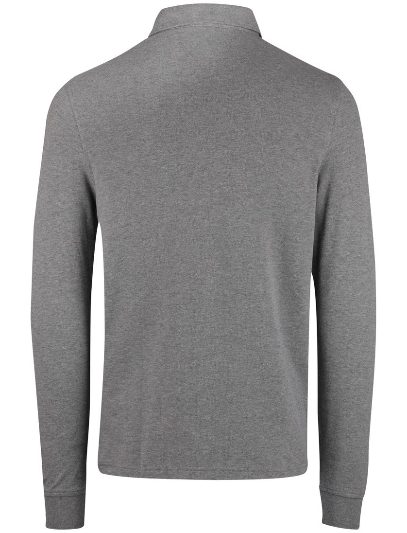 Tommy Hilfiger polo lange mouw grijs katoen