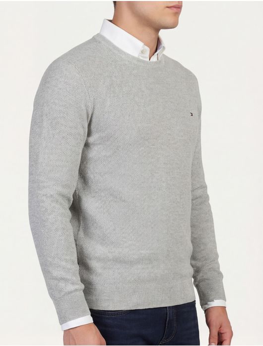 Tommy Hilfiger trui licht grijs katoen patroon