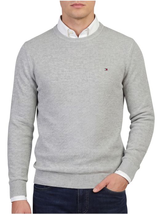 Tommy Hilfiger trui licht grijs katoen patroon