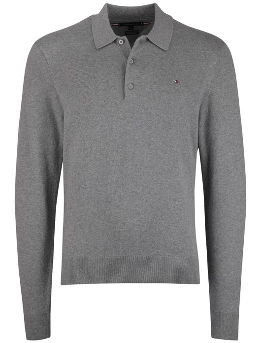 Tommy Hilfiger polo LM cotton blend cashmere grijs