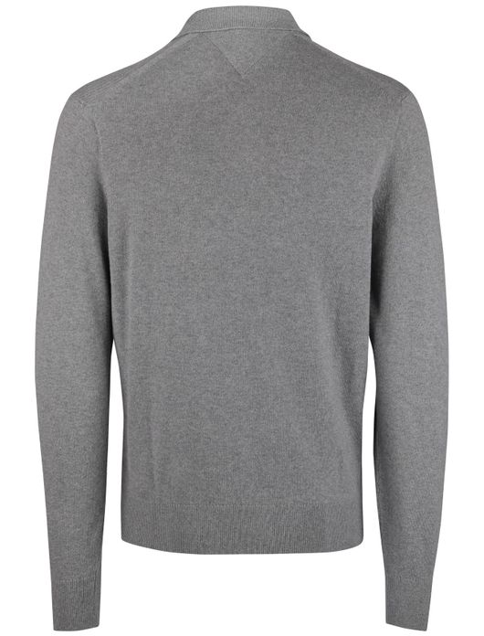 Tommy Hilfiger polo LM cotton blend cashmere grijs