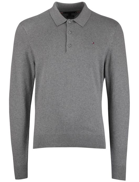 Tommy Hilfiger polo LM cotton blend cashmere grijs