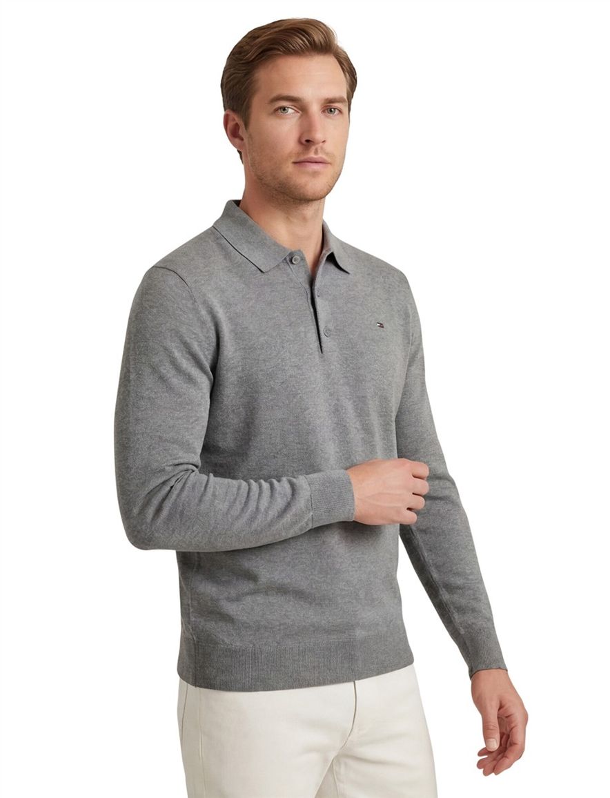 Tommy Hilfiger trui grijs katoen normale fit effen