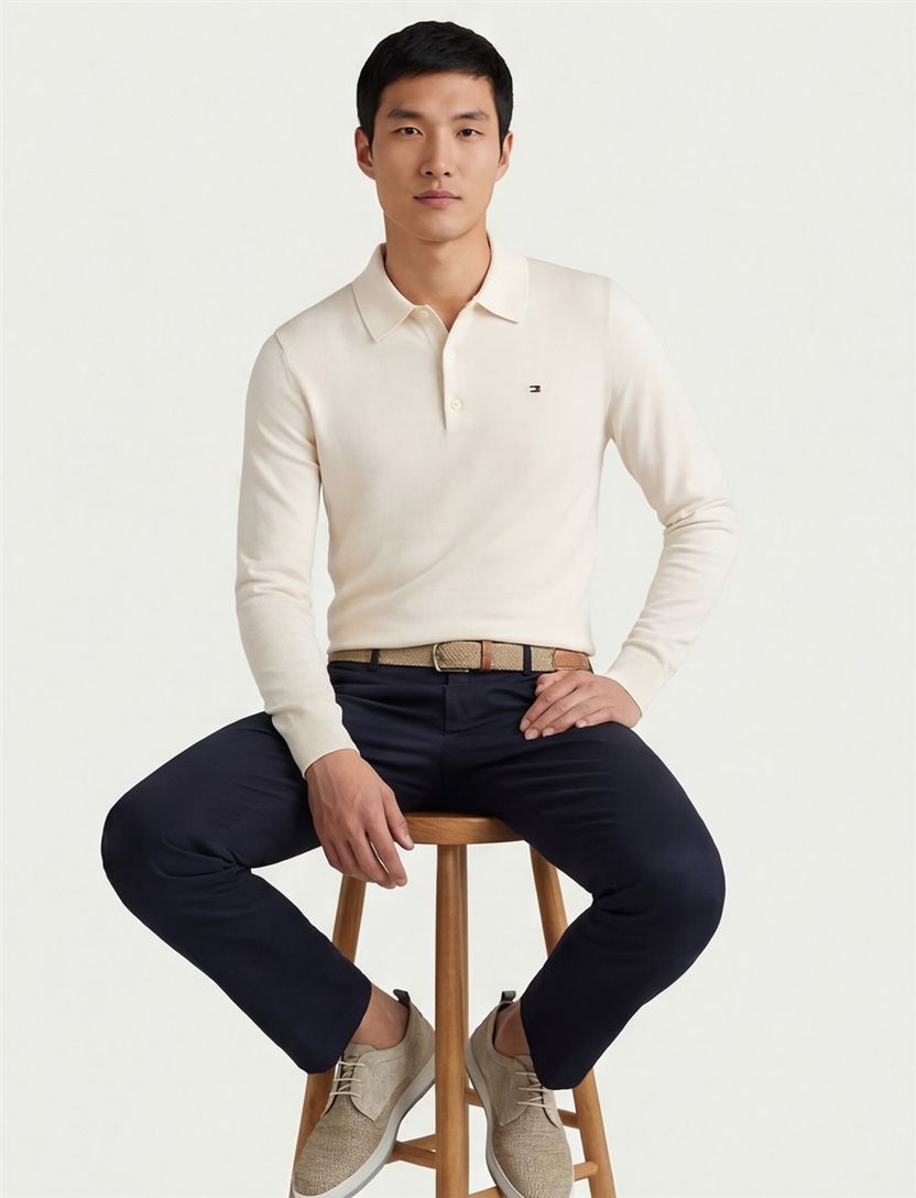 Tommy Hilfiger trui katoen normale fit effen beige