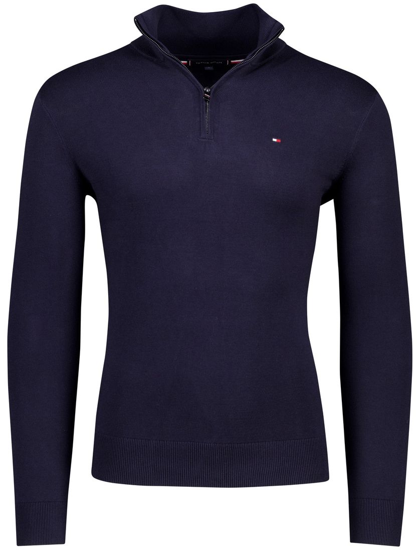 Katoenen half zip Tommy Hilfiger donkerblauw