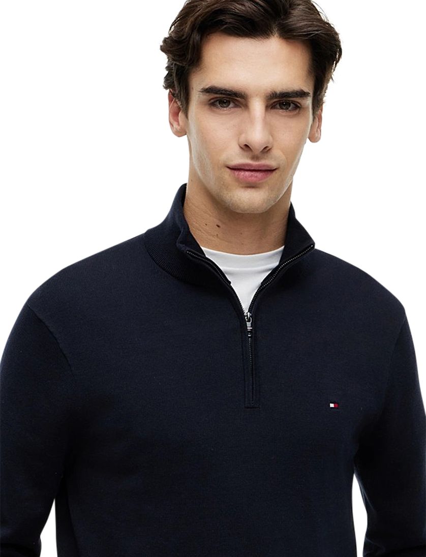 Katoenen half zip Tommy Hilfiger donkerblauw