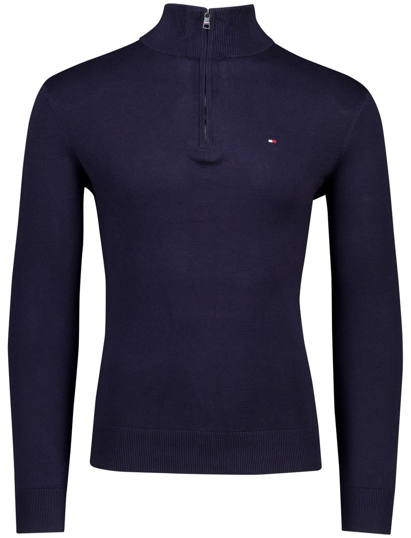 Katoenen half zip Tommy Hilfiger donkerblauw