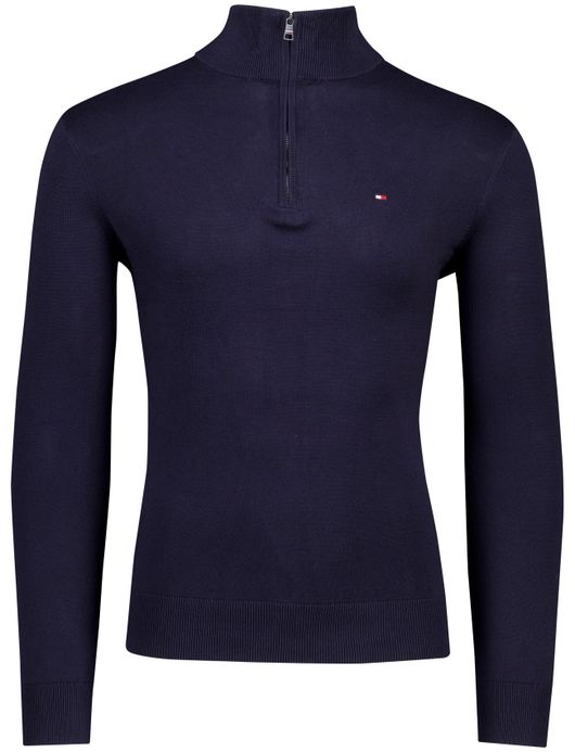 Tommy Hilfiger half zip donkerblauw katoen
