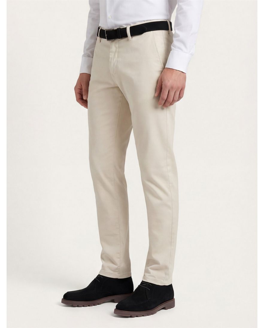 Replay Grover Pantalon chino beige effen slim fit katoen