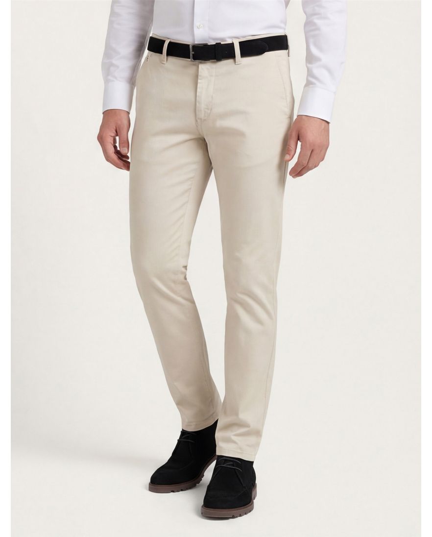 Replay Grover Pantalon chino beige effen slim fit katoen