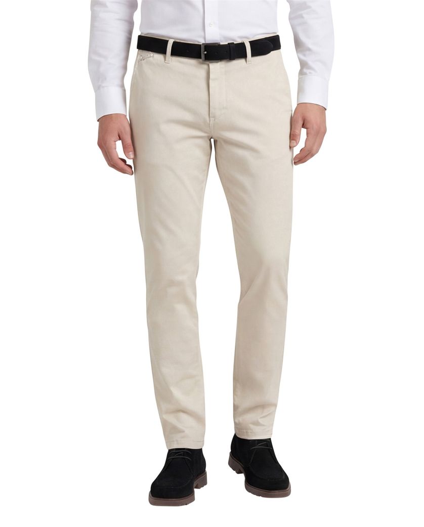 katoenen Pantalon chino Replay Grover beige effen slim fit