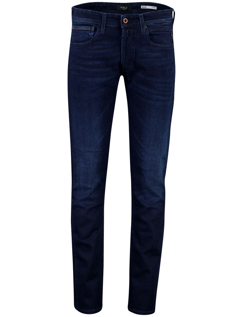 jeans Replay Grover donkerblauw normale fit effen denim