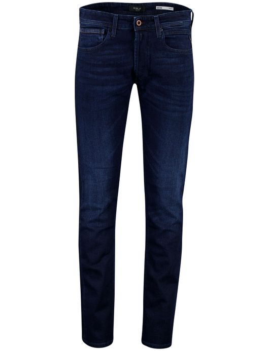 Replay Grover jeans donkerblauw effen denim normale fit