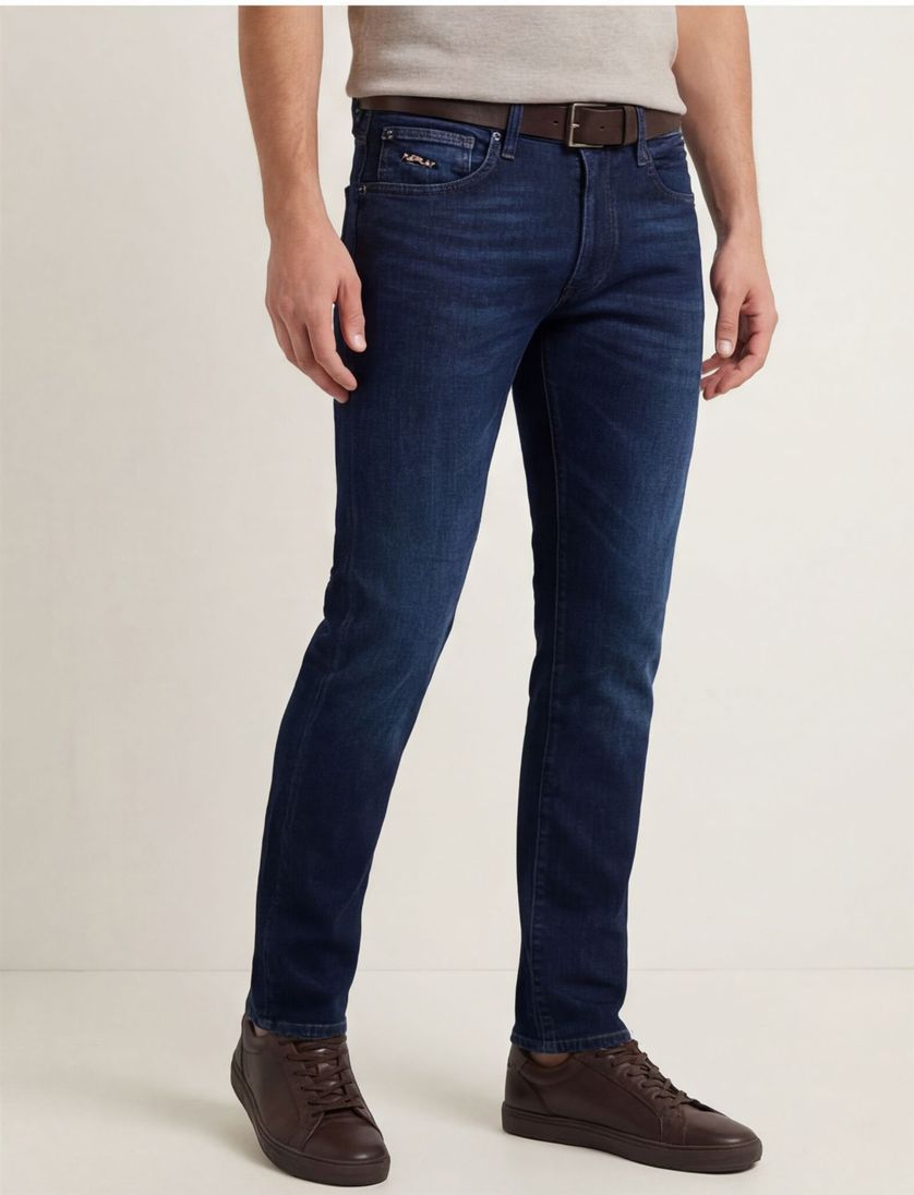 jeans Replay Grover donkerblauw normale fit effen denim