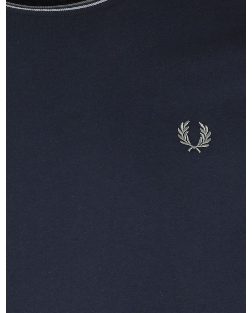 Fred Perry T-shirt navy streep rond kraag effen