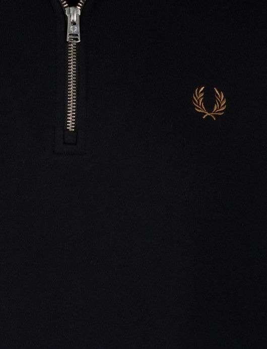 Fred Perry half zip sweater zwart effen