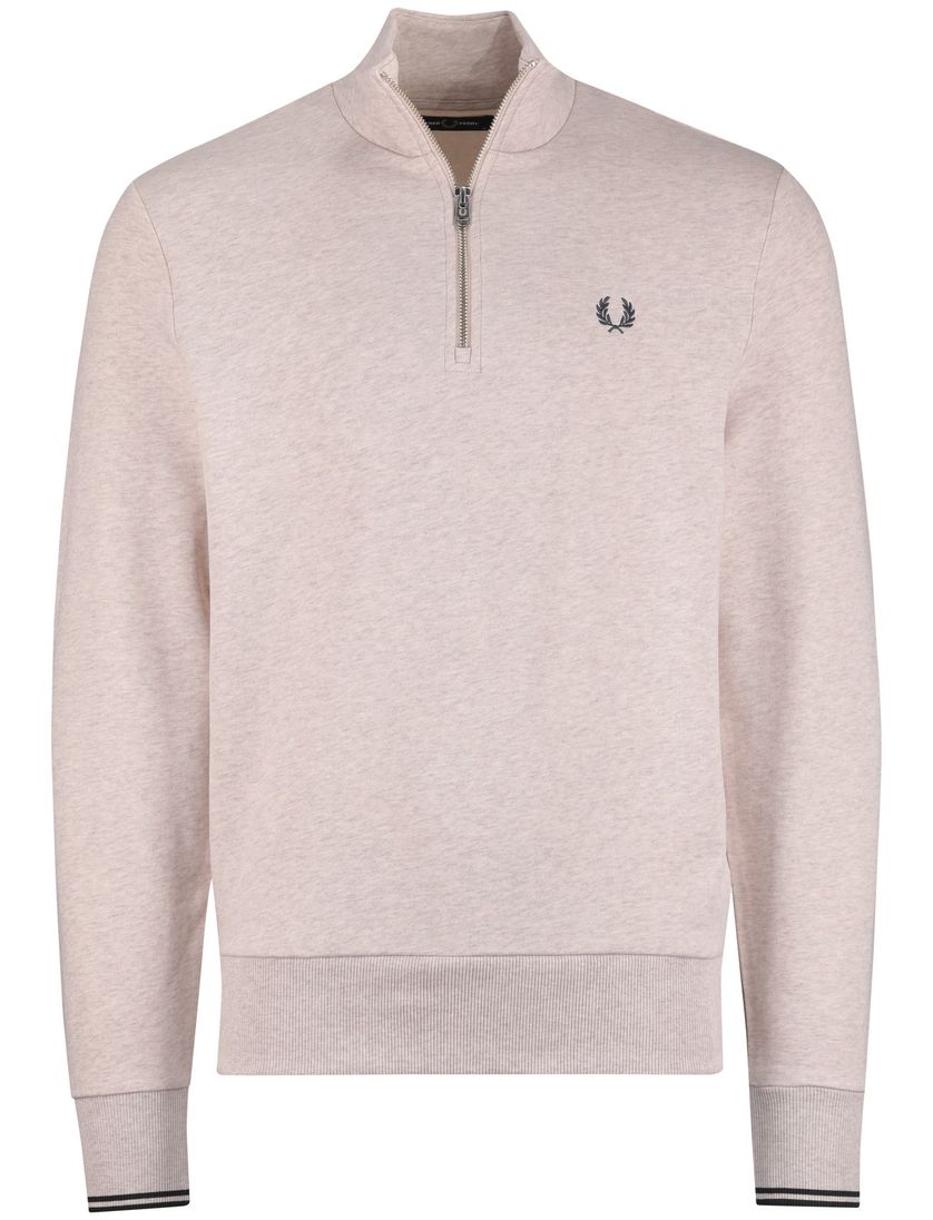 Fred Perry half zip trui melange roze 100% katoen