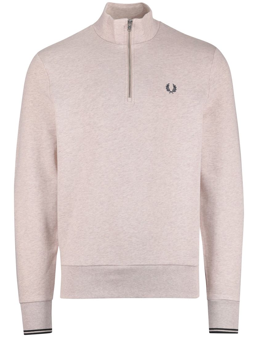 Fred Perry half zip trui melange roze 100% katoen