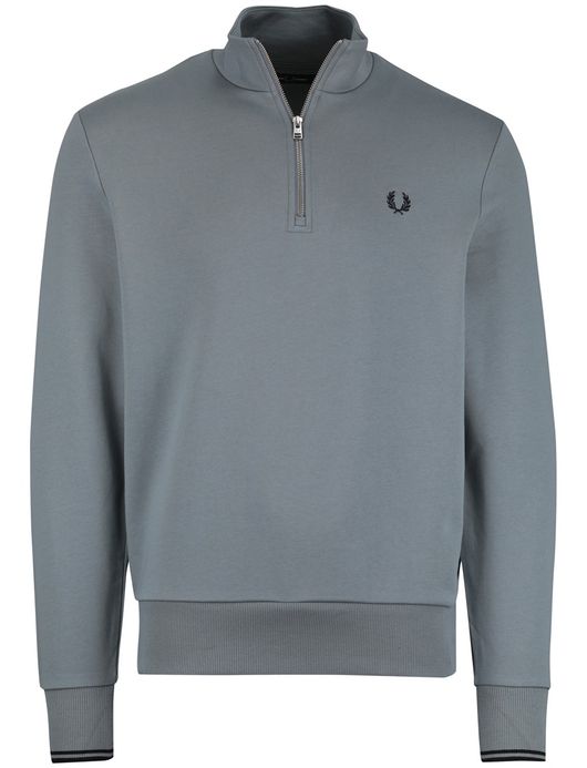Fred Perry sweater blauw met zwarte rand manchet