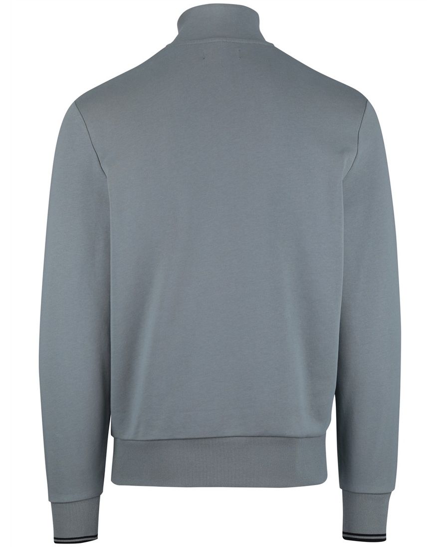 Fred Perry half zip sweater blauw zwarte rand mouw effen