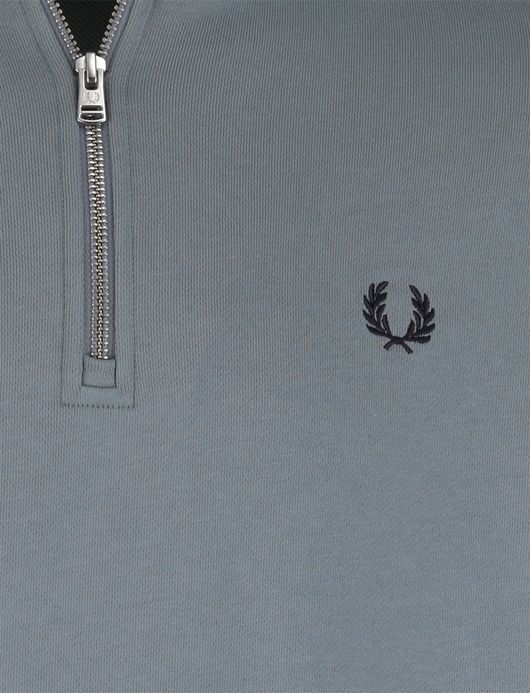 Fred Perry half zip sweater blauw zwarte rand mouw effen