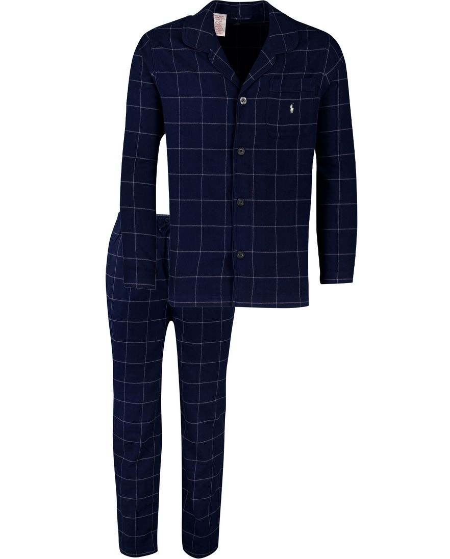 Polo Ralph Lauren Pyjama donkerblauw ruit lang