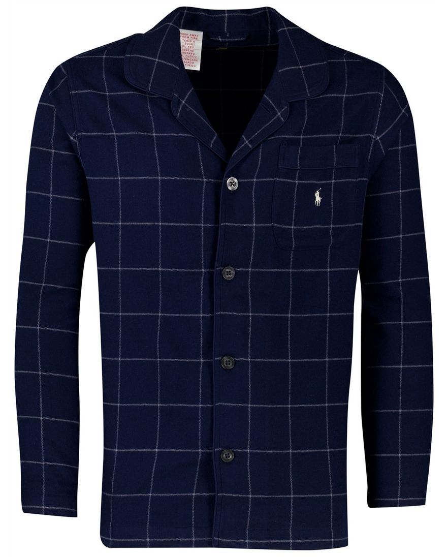 Polo Ralph Lauren Pyjama donkerblauw ruit lang
