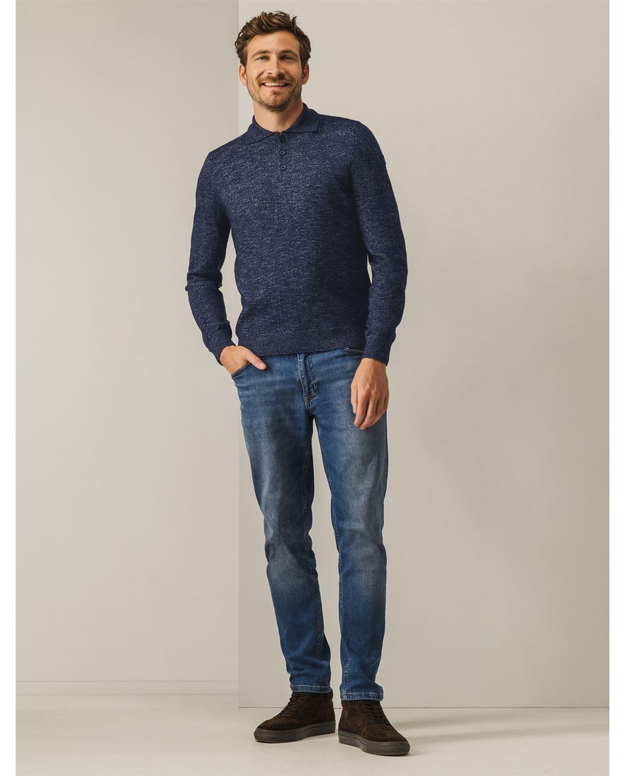 State of Art polo lange mouw donkerblauw