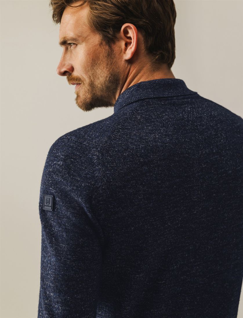 pullover polo lange mouw State of Art donkerblauw