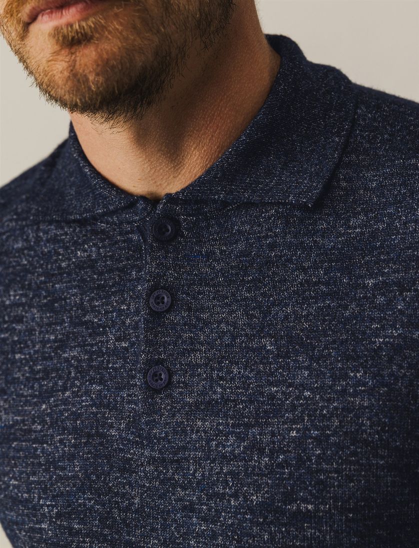 pullover polo lange mouw State of Art donkerblauw