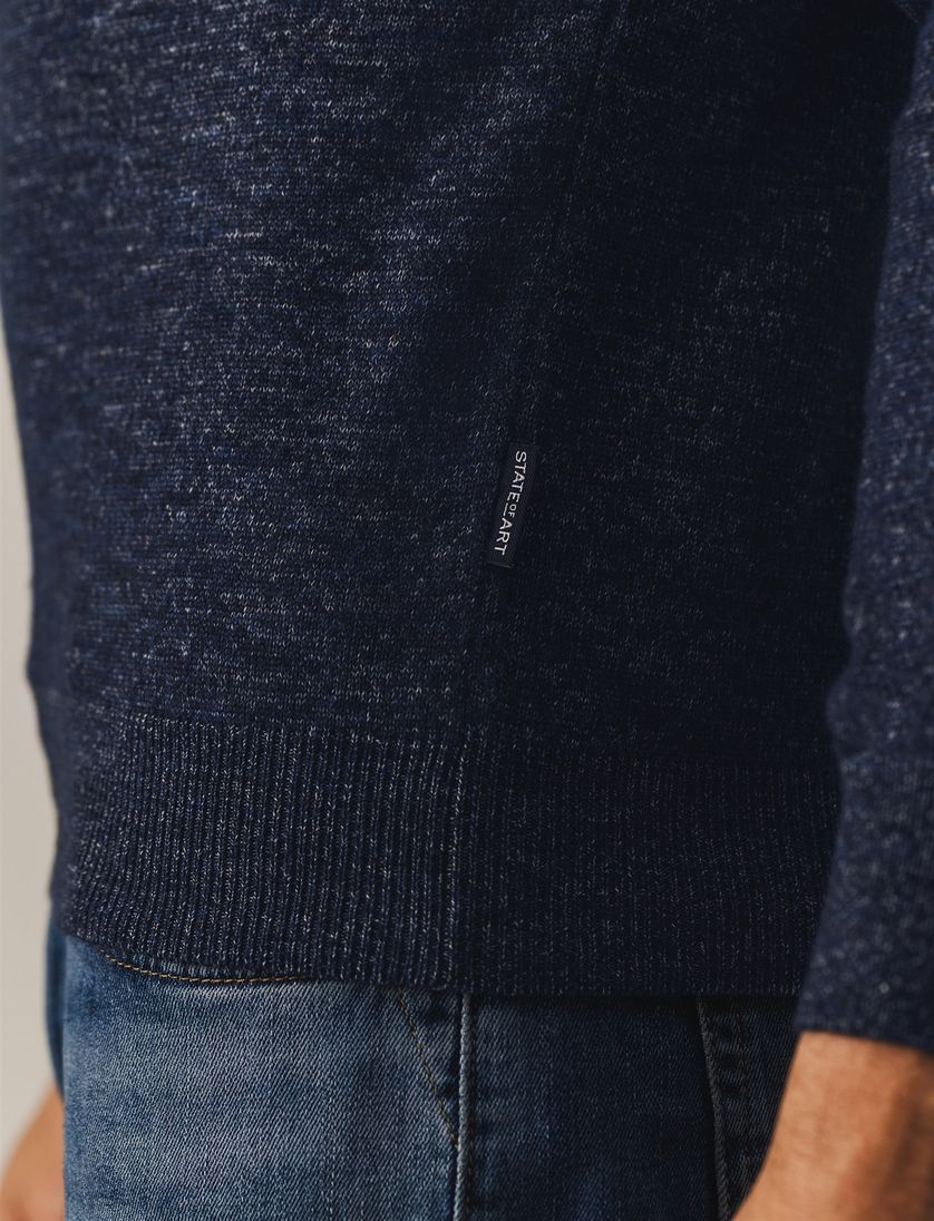 pullover polo lange mouw State of Art donkerblauw