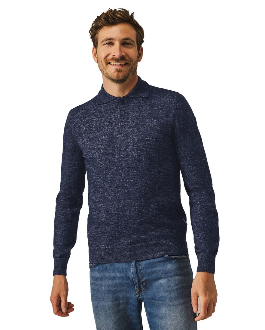 State of Art polo lange mouw donkerblauw
