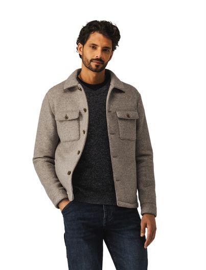 State of Art tussenjas State of Art wijde fit effen beige borstzakken