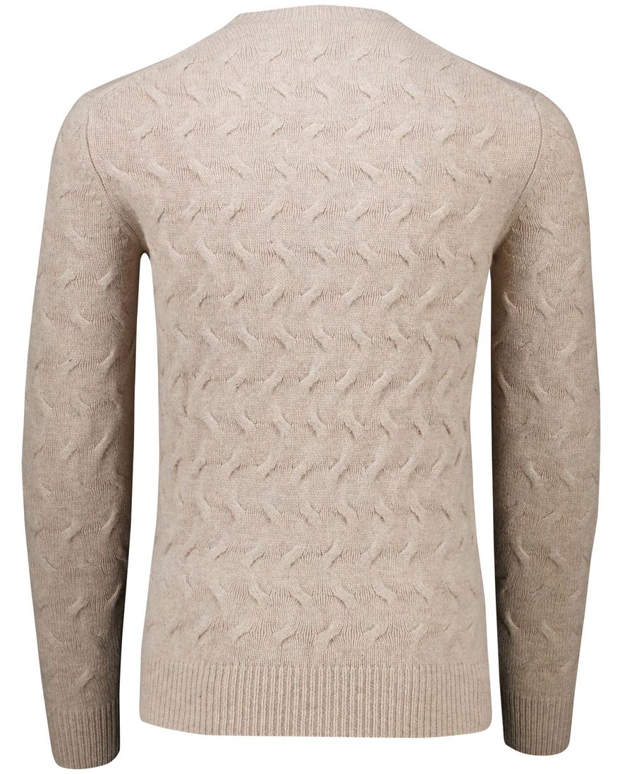 State of Art Trui Beige effen wol textuur met boord