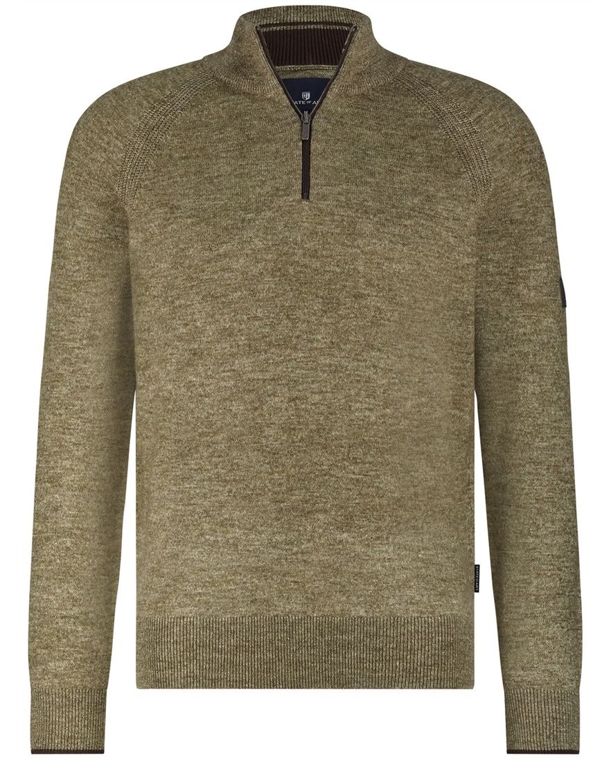 State of Art trui groen gemêleerd half-zip