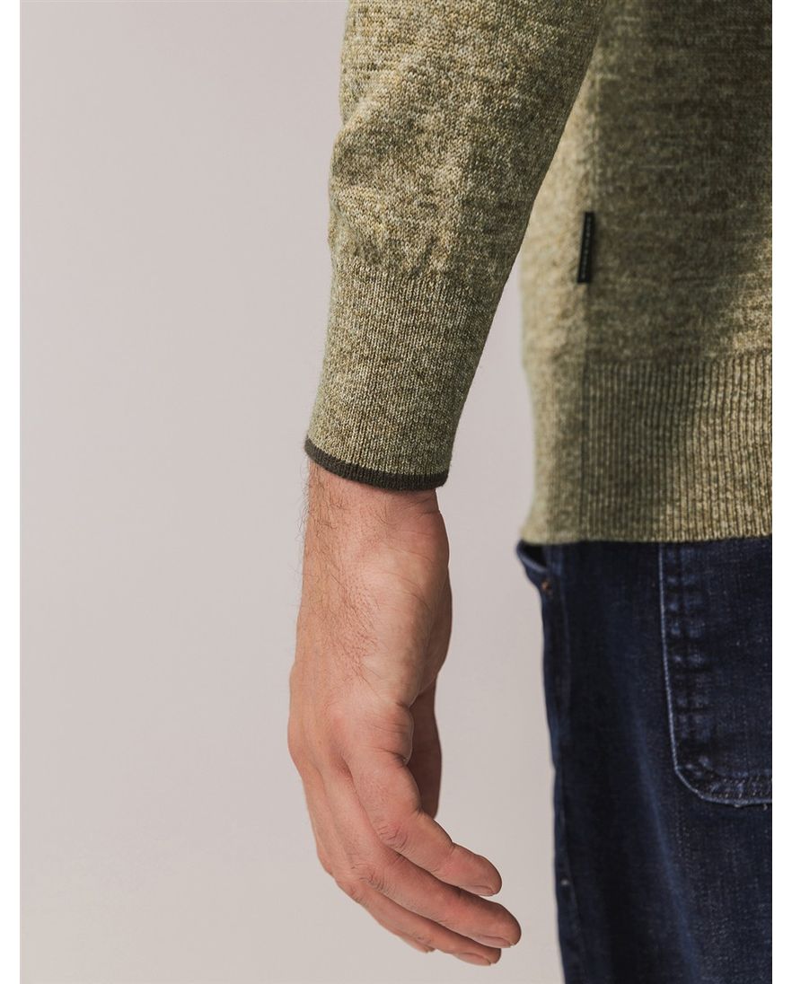 State of Art trui groen gemêleerd half-zip