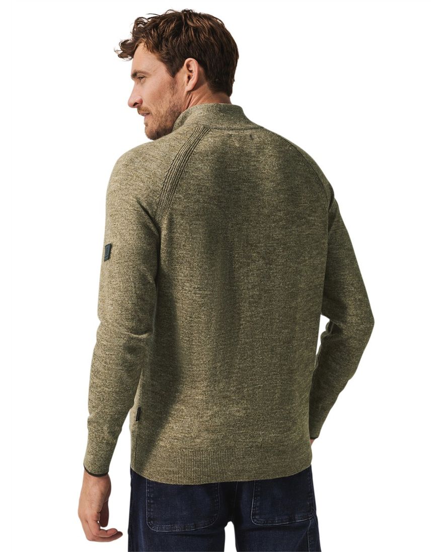 State of Art trui groen gemêleerd half-zip