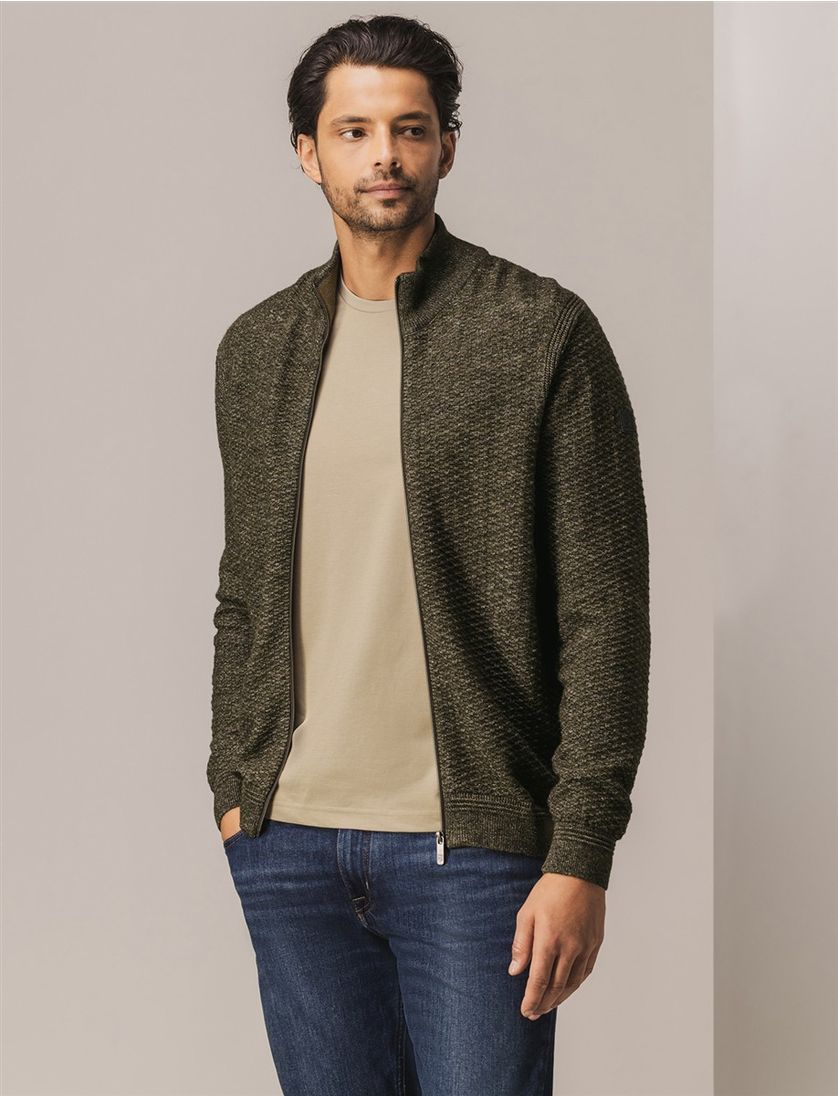 NZA vest groen gemêleerd zonder capuchon