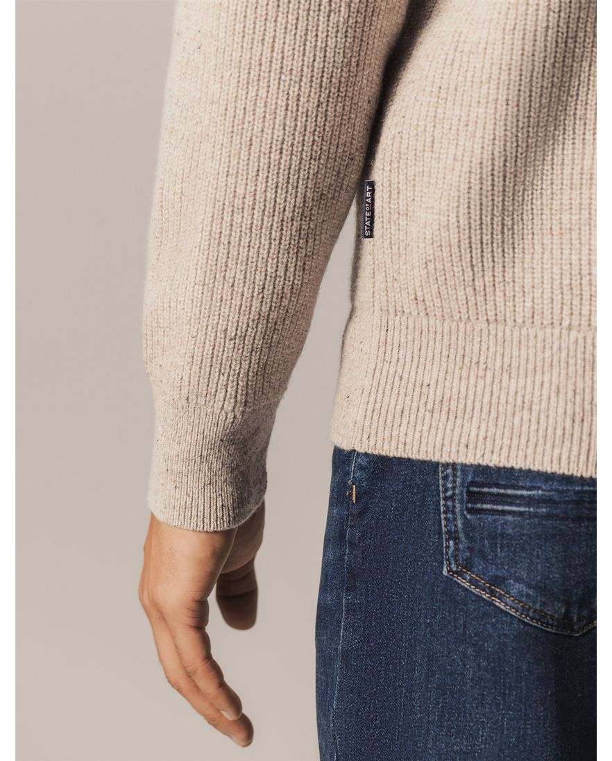 Sweatvest State of Art normale fit beige wol