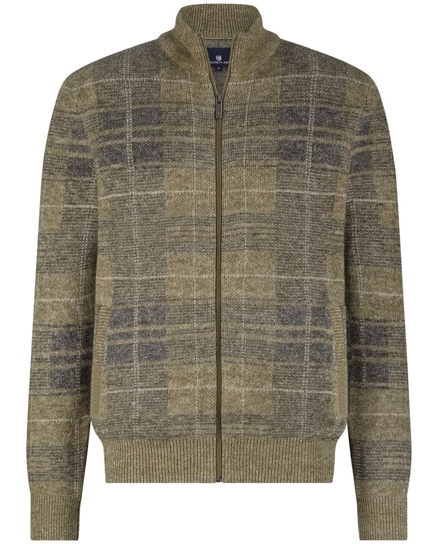 State of Art vest groen geruit acryl