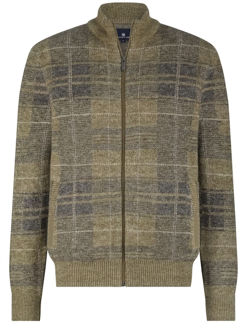 State of Art vest groen geruit met rits